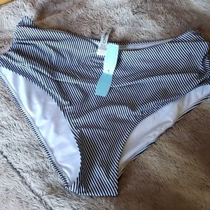 High waisted striped bikini bottom
